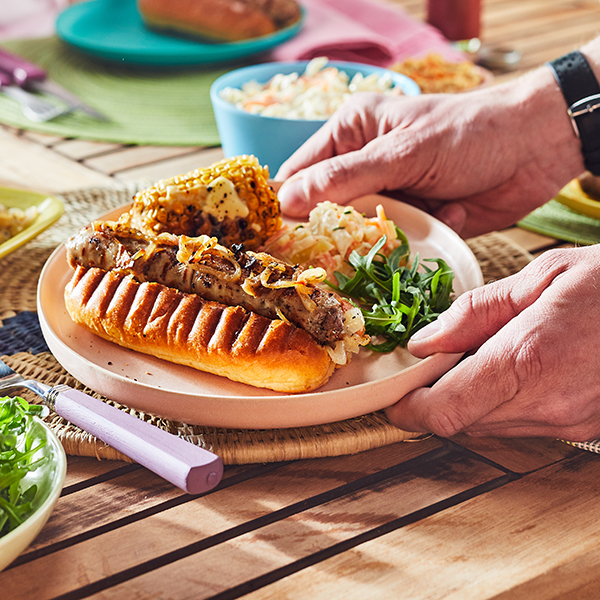 Gourmet Hotdogs with sticky cider onions