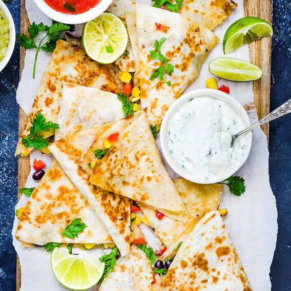 10 minute easy veggie quesadilla 