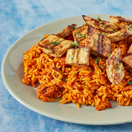 Jollof rice with kelewele