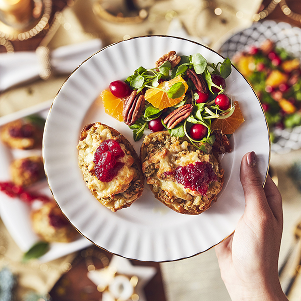 Cranberry Sauce and Stuffing Potato Skins